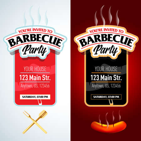 Barbecue party design template set, Barbecue invitation. Isolated Vector illustration.のイラスト素材