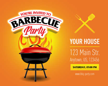 Barbecue party design template, Barbecue invitation. Isolated Vector illustration.のイラスト素材