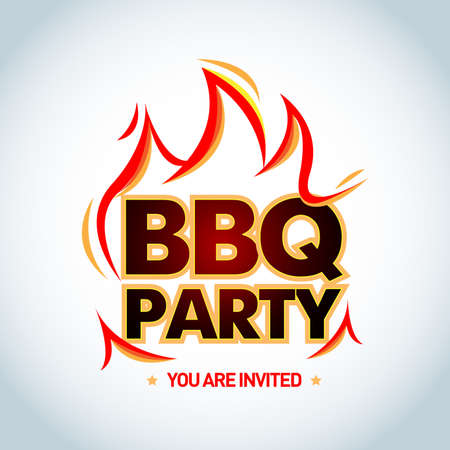 Barbecue BBQ party invitation, vector illustrationのイラスト素材