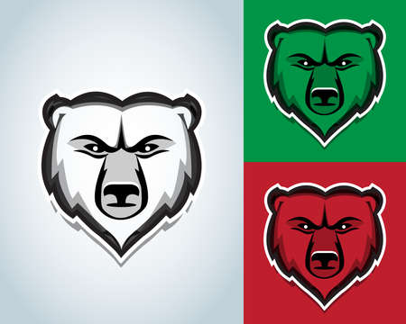 Bear head mascots illustration. Black and white version. T-shirt vector design.のイラスト素材