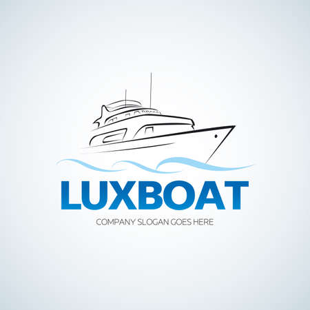 Boat, yacht, ship logo template. Brand identity for boating business company. Badge, poster, t-shirt graphic.のイラスト素材