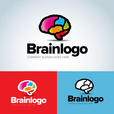 Color Brain Logos design vector template. Generate idea. Brainstorming logotype concept icon. Vector illustration.のイラスト素材