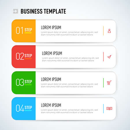 Modern infographics options template with paper sheets, icons for 4 options. Vector. Can be used for web design and workflow layoutのイラスト素材