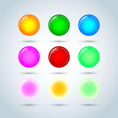 Cartoon soap bubble set. Circle, sphere, ball transparent, glossy. Isolated Vector illustrationのイラスト素材