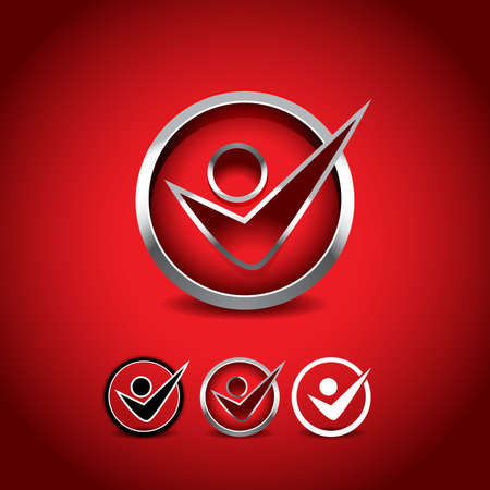 People Check Logo, care vector. Flat and colorful versions. Job satisfaction guarantee. Isolated vector illustration.のイラスト素材