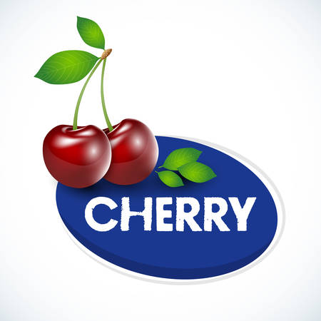 cherry with leaves illustration, vectorのイラスト素材