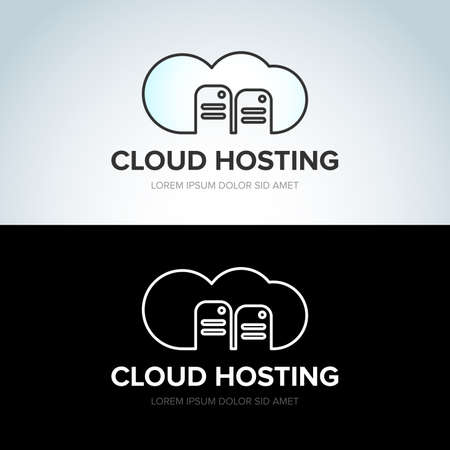 Cloud Hosting icon, Cloud hosting logotype template, emblem. Isolated vector illustration.のイラスト素材