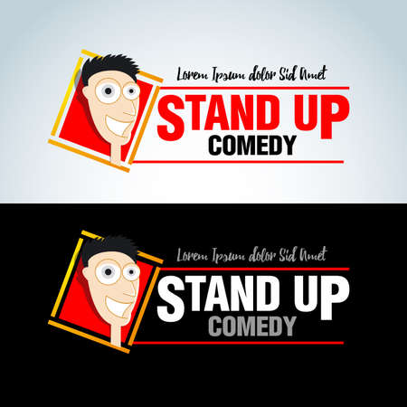 Stand up comedy logos, badges, emblems. Isolated vector illustrations.のイラスト素材
