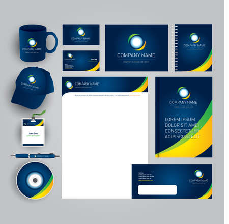 Abstract gray business style (corporate identity) template 7: blank, card, pen, cd, note-paper, envelope, flash memoryのイラスト素材