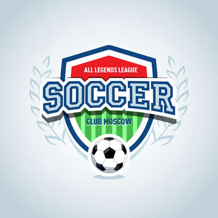 Soccer logo. Soccer football badge logo design template, sport logotype template. Soccer Themed T shirt. Football logo. Isolated Vector illustration.のイラスト素材