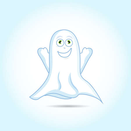 Cute Ghost on bright blue background, vector art illustrationのイラスト素材