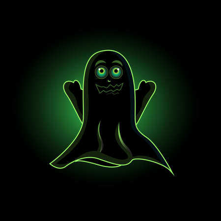 Evil and cute ghost at night - vector artのイラスト素材