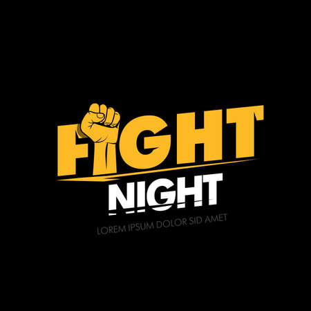 Modern professional fighting poster template logo design with fist. Isolated vector illustration.のイラスト素材