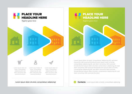 illustration design of colored brochure with buildingsのイラスト素材