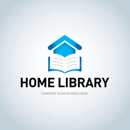 Logo library for the library or bookstore, online bookstore. Library logo book. Isolated vector illustration.のイラスト素材