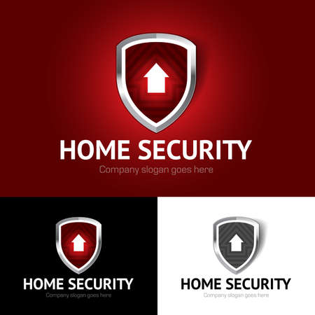 Shield home logo, home security, real estate, house, home, isolated vector logo template.のイラスト素材