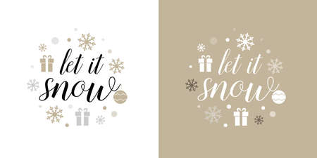 Let it snow! Christmas and New Year card, t-shirt design. Vector illustration.のイラスト素材