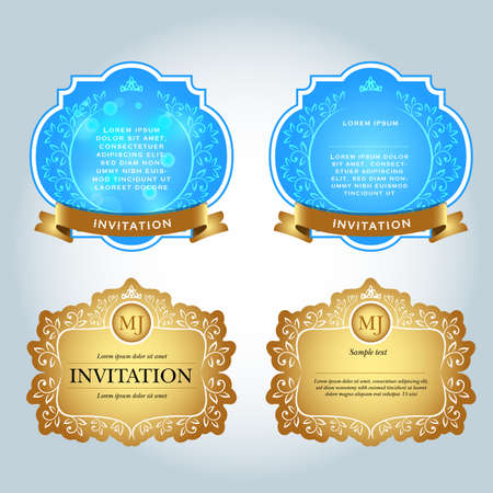 Vintage invitations, antique greeting card, invitation with lace and floral ornaments, beautiful, luxury postcard, old paper, ornate page cover, ornamental pattern template for design. Vector.のイラスト素材