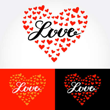 Love, hand lettering for your design, calligraphy inscription. Brush lettering for print, card, invitation,   shirt. Vector illustration.のイラスト素材