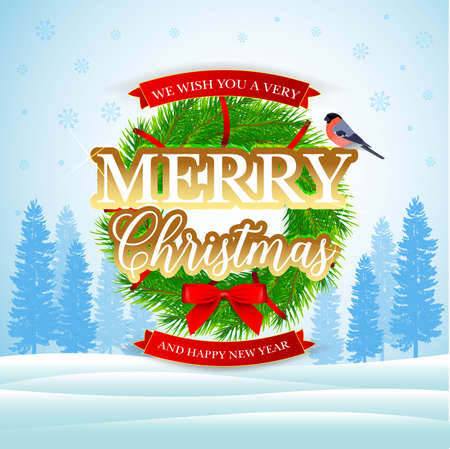 Merry Christmas greeting card, illustrationのイラスト素材