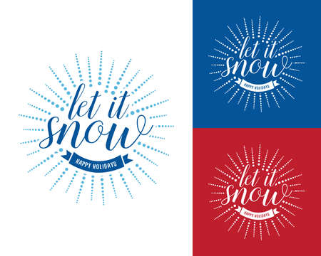 Let it snow vintage Christmas and New Year card, t-shirt design. Hipster, T-shirt, badge design. Vector illustration.のイラスト素材