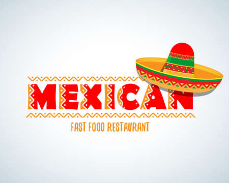Mexican food logo. Mexican Fast food logotype template. Isolated Vector logo design template.のイラスト素材