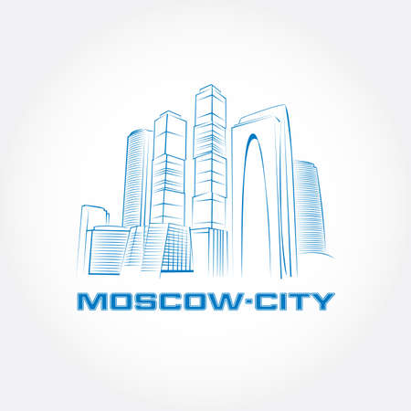 Moscow City. Moscow business buildings. Vector illustration.のイラスト素材