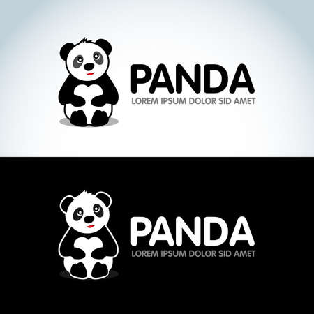Cute Sitting Panda banner design templateのイラスト素材