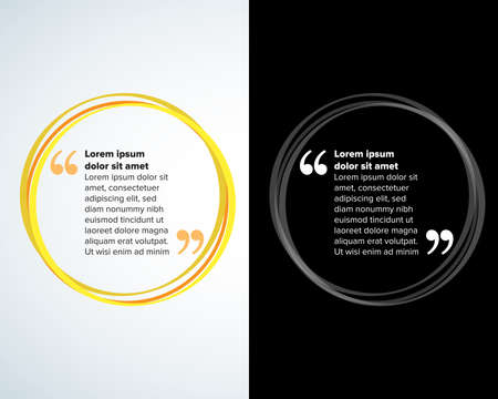 Quote blank templates. Quote bubble. Empty template. Circle business card template, paper sheet, information, text. Print design. Quote form. Template vector setのイラスト素材