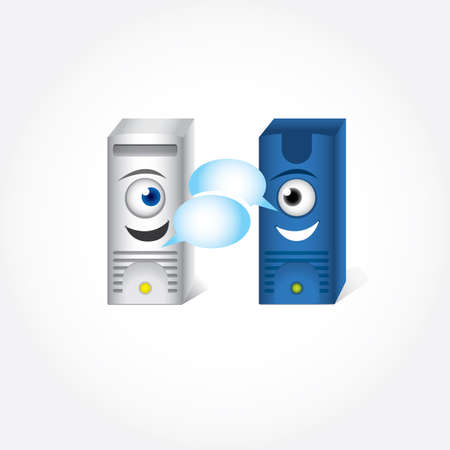 Cartoon talking servers, vector illustration.のイラスト素材