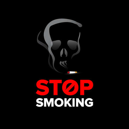 Stop smoking poster, billboard design. Stop smoking sign. Isolated vector illustration on black background.のイラスト素材