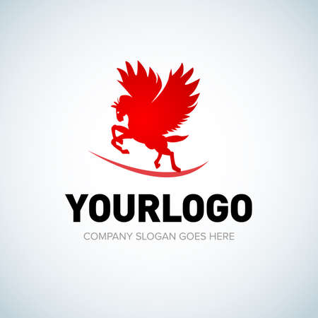 Pegas logotype template, red and black logo. Isolated vector illustration.のイラスト素材