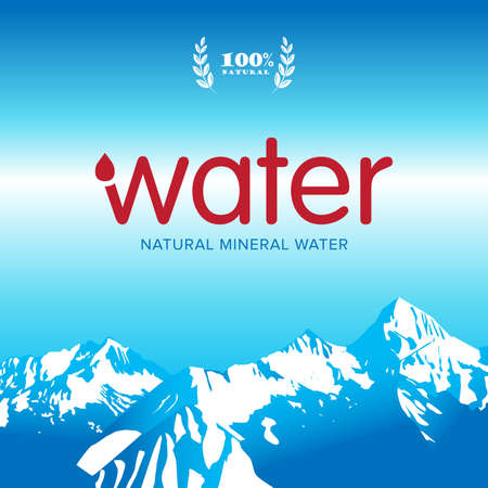 Vector Mineral Bottled Spring water logo design Label template. Isolated vector illustration.のイラスト素材