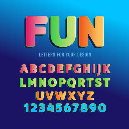 Fun Vector alphabet, font, isolated vector illustration. Cartoon alphabet letters and numbers.のイラスト素材