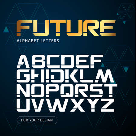 Future - modern abstract alphabet letters, sci-fi, space, technology theme. Isolated vector illustration.のイラスト素材