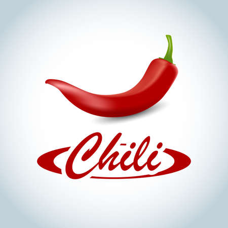Realistic red hot natural chili pepperのイラスト素材