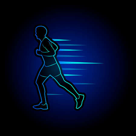 Art concept of a running man. Vector drawn by color lines. Minimal cover design. Creative line-art set. Vector template brochures, flyers, presentations, logo, print, leaflet, banners.のイラスト素材