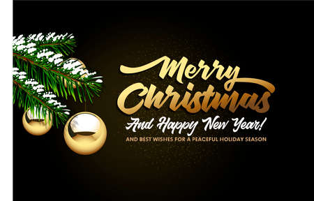 Merry Christmas, and New Years Eve lettering. Happy New Year card design. Vector illustration EPS 10 file.のイラスト素材