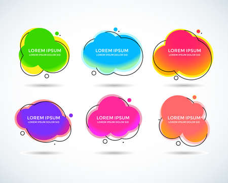 Set of modern abstract vector banners. Memphis design style. Template ready for use in web or print design.のイラスト素材
