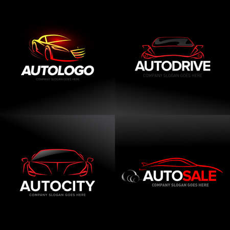 Car logo templates set, abstract car design concept, automotive car logo design template.のイラスト素材
