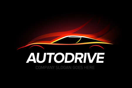 'Autodrive' car repair and repair set. Car logo. Isolated auto theme logo.のイラスト素材