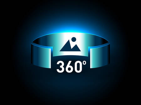 360 Degrees View Vector Icon. Virtual reality icon. Abstract Digital Hi Technology Innovation 360 Degrees concept Use For VR Technology Background or Virtual Reality Interface Technology.のイラスト素材