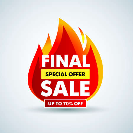 Hot Final sale banner, special offer up to 70% off. Isolated Vector illustration.のイラスト素材