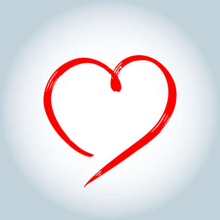 Vector Heart shape frame with brush painting isolated on white backgroundのイラスト素材