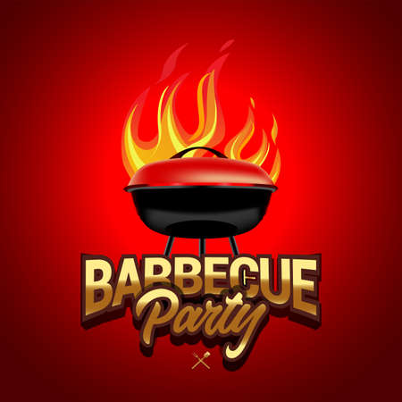 BBQ red poster designs, party design, invitation, ad design.のイラスト素材