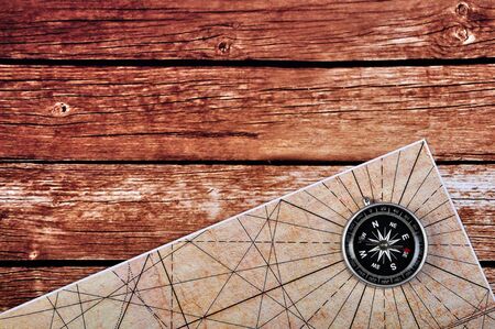 Compass on maps horizontalの写真素材
