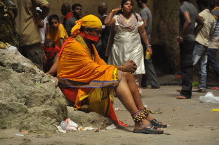 Kuala Lumpur, Malaysia - February 3, 2015: Thaipusam devotion in Batu Caves, Kuala Lumpur. Thaipusam is a festival celebrated by the Tamil community on the full moon in the Tamil month of Thai.のeditorial素材
