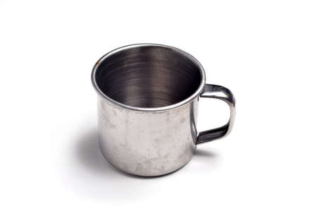Mini Stainless Steel Cup Mug White Backgroundの写真素材