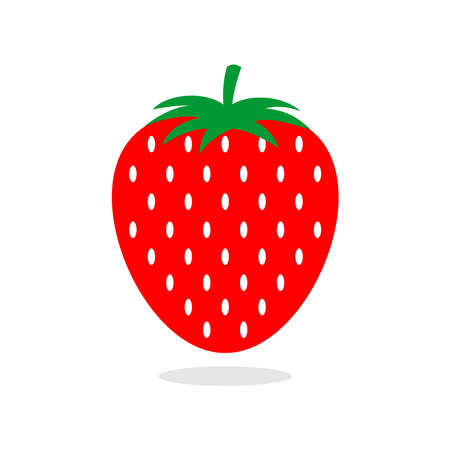 Garden strawberry fruit or strawberries flat color vector icon for food apps and websitesのイラスト素材