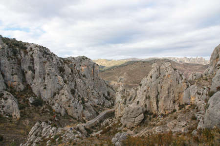 mountain landscape, where to go to climb and pass a good if in calcena.の写真素材